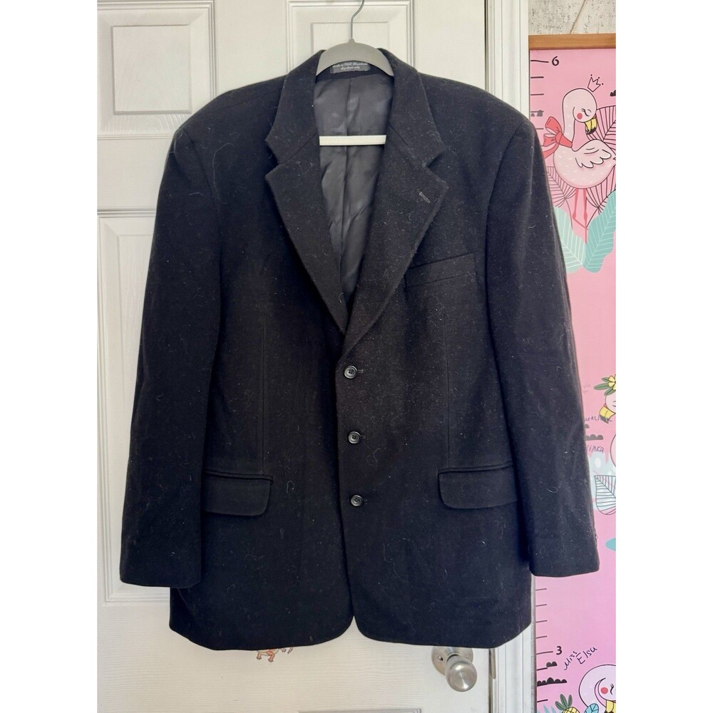 Gianfranco Ruffini Cashmere Black Mens Blazer Size 46R Italy Vintage